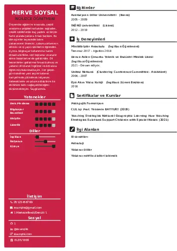 Yabancı Dil Öğretmeni Cv Örnekleri cv indir